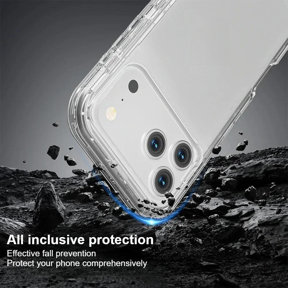 Heavy Military Armor Clear PC+TPU Case For IPhone 17 Pro Max Air 16E 15 14 13 12 11 Plus OTT-Box Enhanced Anti-Drop Rugged Cover
