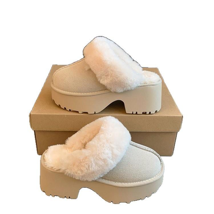 Height-increasing Leather Thick-soled Low-top Fluffy Snow Boots 2025 Winter New Short Boots Warm and Velvet Snow Cotton Shoes