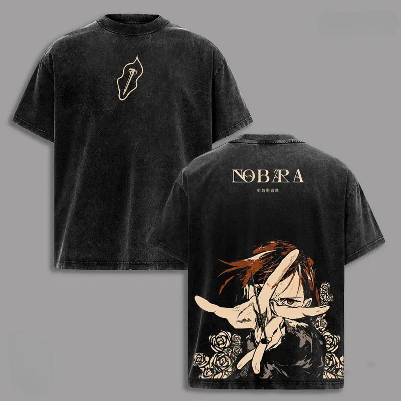 

Kugisaki Nobara Print T-shirt Anime Jujutsu Kaisen Clothing Men Women Cotton Tshirts Retro Washed T Shirt Harajuku Male Tops S чёрный