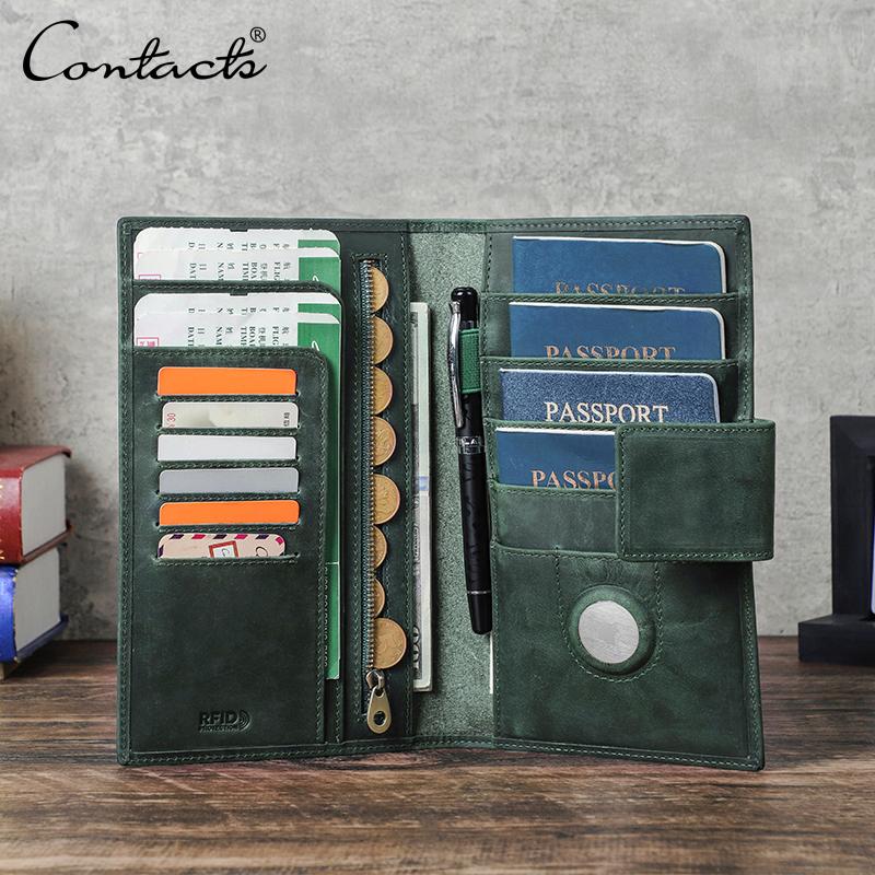 

Мужской кошелек-клатч CONTACT S из натуральной кожи, длинный кошелек с держателем для паспорта и отделением для кредитных карт, переносная сумка для карт, дорожные кошельки армия зеленый