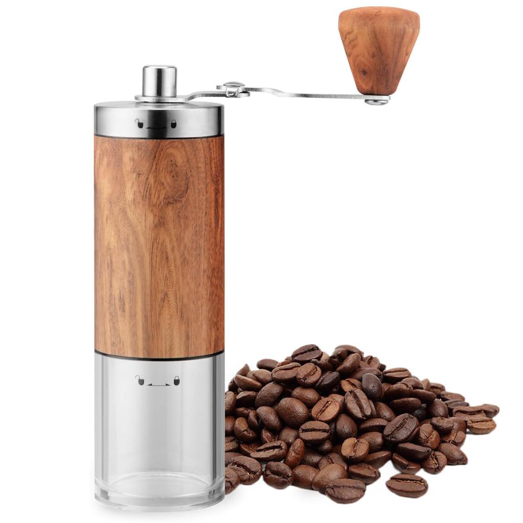 Hand Coffee Grinder with Stainless Steel Blades, Adjustable Grind Size, Adjustable Dial, High Precision, Ultra-Fine Grind, Uniform Powder, Perfect