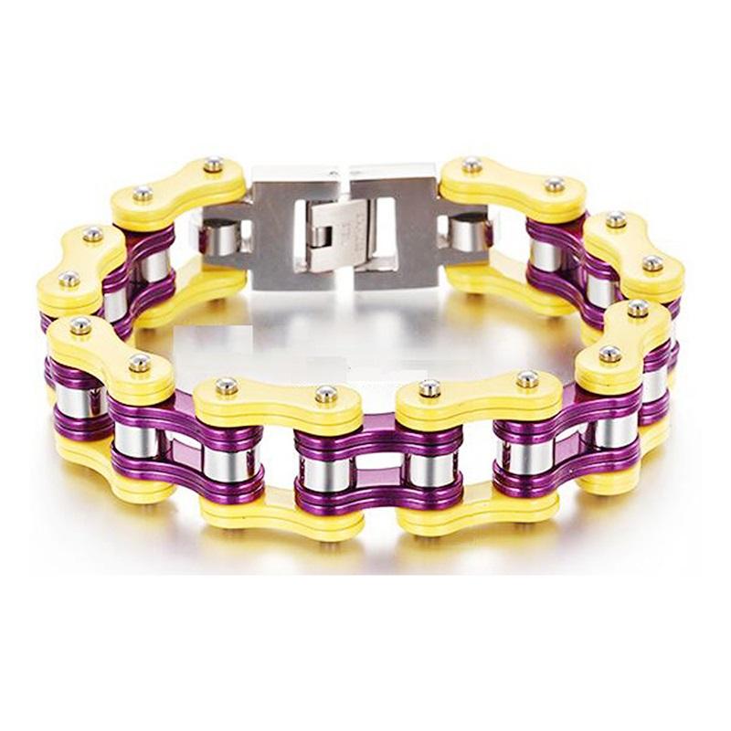 Punk Pulseiras e Braceletes Laranja de Bicicleta para Homem Preto Corrente de Motocicleta Pulseira Homem Mulher Aço Inoxidável Joias de Pulso Biker