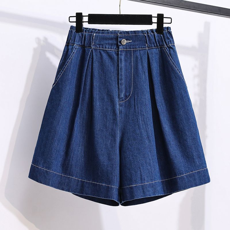 

Женская одежда больших размеров Студенческая Летняя Новинка Брюки с высокой талией Свободные Штаны Стройнящие А-силуэта Свободные Повседневные Джинсы Пятой длины S-5XL Dark blue S