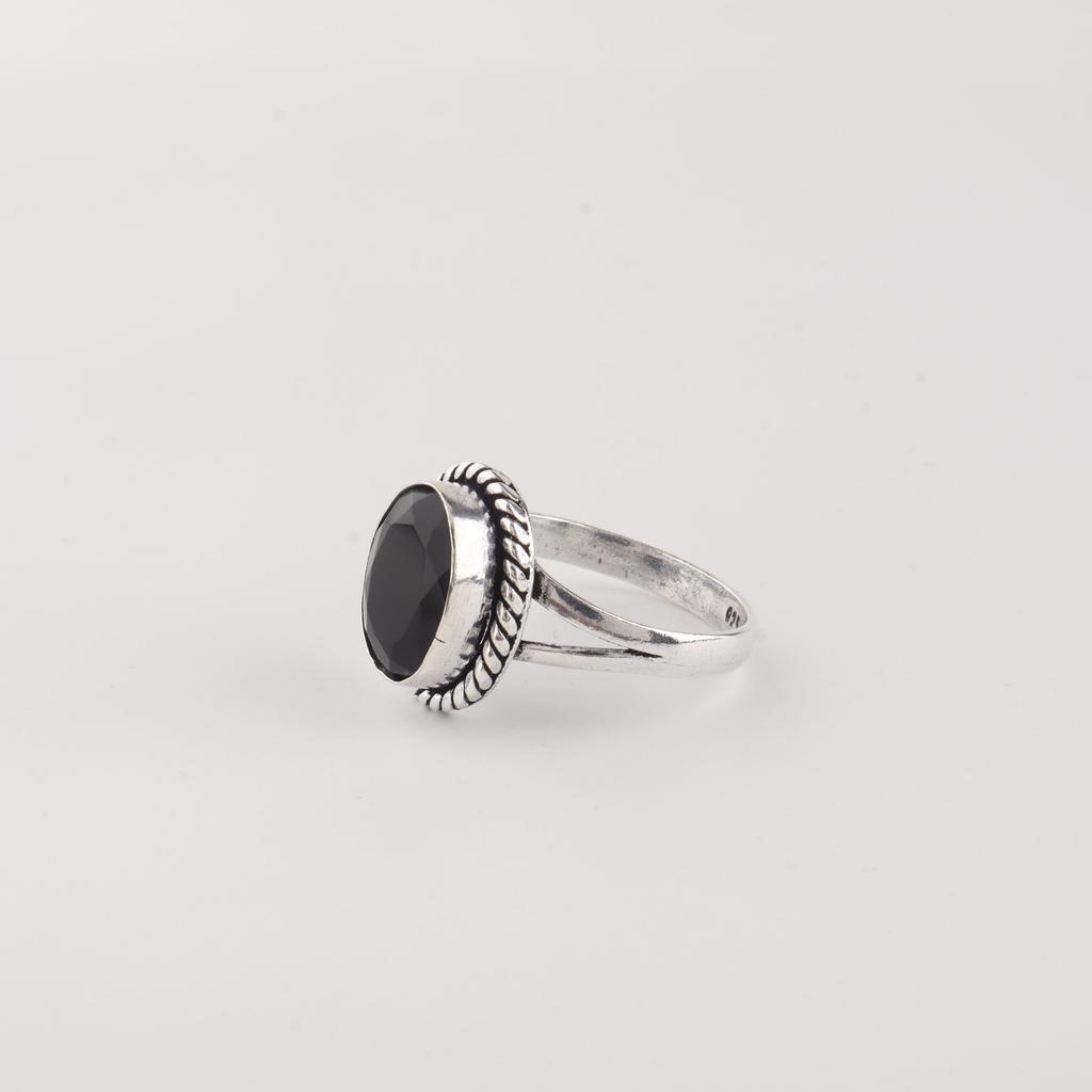 Natürlicher Schwarzer Onyx Edelstein 925er Sterling Silber Schmuck Handgefertigter Ring Für Verlobungsgeschenk RR-84-21
