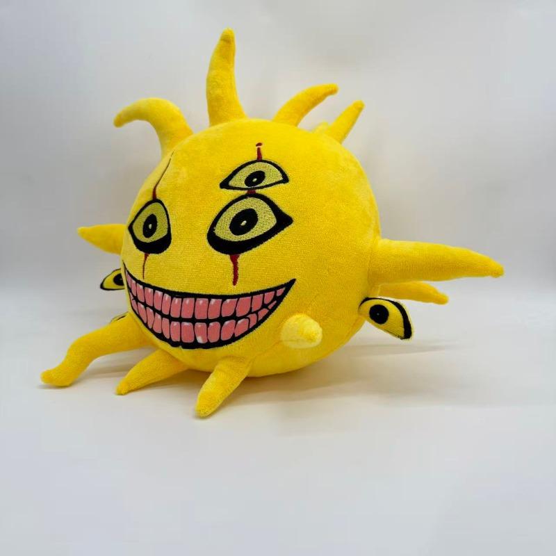 Wonderland Horror Sun Monster Plush Toy Multi Eyes Yellow Sun Stuffed Doll Soft Scary Figure Home Sofa Decoration Collectible Gift for Horror Game Fan