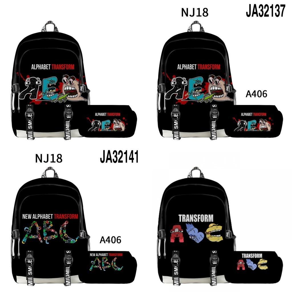 Alphabet Lore Legend Schoolbag Backpack W/ Zipper Double Layer Pen Bag Two-piece