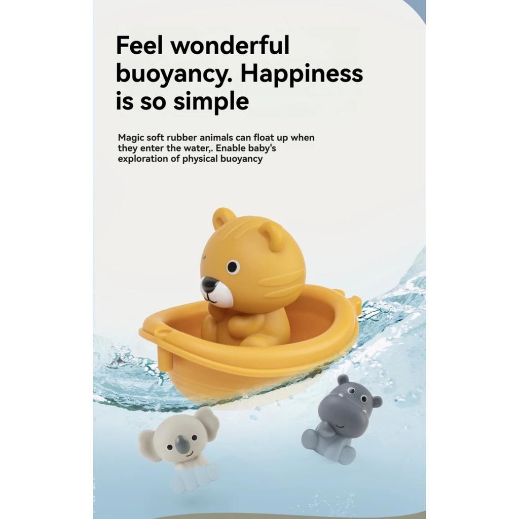 Stackable Animal Float Boats for Babies – Bath Time Water Play Set with Stacking & Finger Toy Features, BPA-Free & Soft Silicone