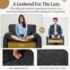 YODOLLA Armchair Sofa for Living Room, Large Single Sofa Padded Seat with Lumbar Pillow, Velvet Morden Accent Chairs, Black
