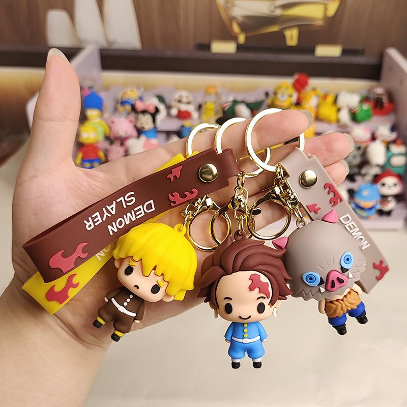Anime Demon Slayer Key Ring Kimetsu No Yaiba Model Kamado Tanjirou Key Chain Car Keyring Schoolbag Pendant Presents