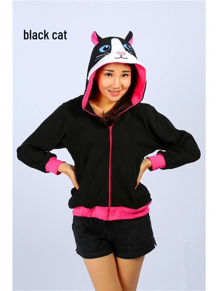 Cartoon Hoodie Jacket - Pink Stitch, Pikachu, Black Cat, Zebra, Blue Parrot. Cute & Casual.