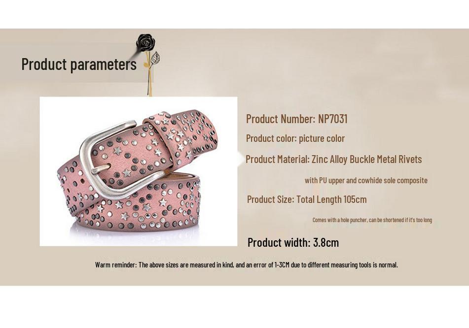 2021 Women's European Style Rivet Leather Waistband Jeans Belt