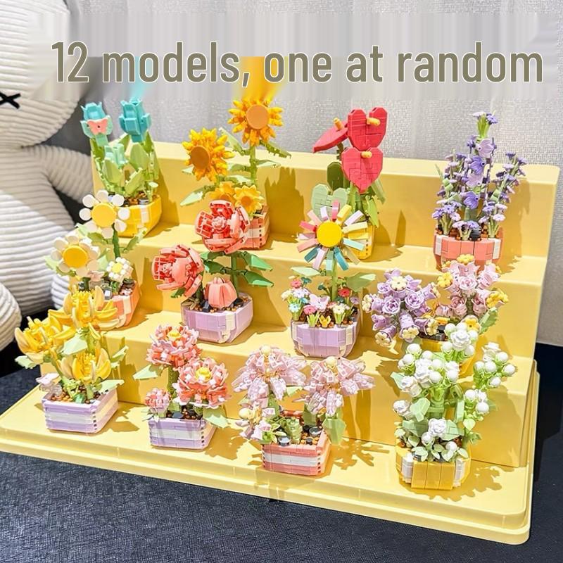 Diamond Horse Flower Block Set: Handmade Eternal Bouquet, Compatible with Lego. Creative Desktop Ornament and Ideal Gift for Girls.