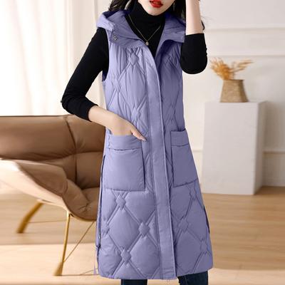 Autumn Women's Vest  New Fashion Winter Coat Hooded Warm Long Sleeveless Parka Woman Korean Style Clothes