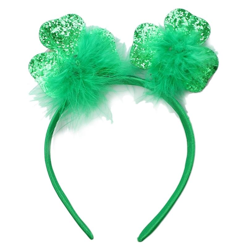 Luminous St. Patrick s Day LED Clover Headband for Women Cartoon Saint Patrick 1 зелёный
