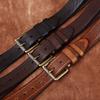 3.8Cm Wide Handmade Thickened Vegetable Tanned First Layer Cowhide Belt Men'S Genuine Leather Pin Buckle Casual Retro Denim Belt Men'S