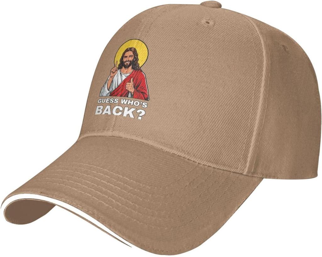 Guess Whos Back Jesus Christian Graphic Baseball Cap Polyester Adjustable Casual Hat for Adult