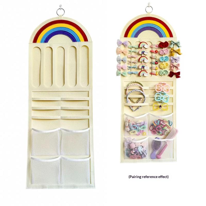 Children Hair Clips Bows Headbands Ties Organizer Hanging Storage Bag Room Decor