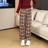Plaid Elastic Waist Casual Petite Pants - Plus Size, Versatile Spring/Summer Style