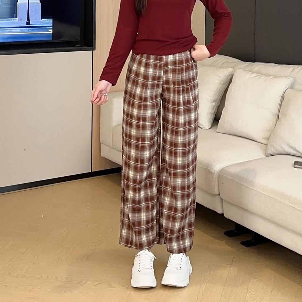 Plaid Elastic Waist Casual Petite Pants - Plus Size, Versatile Spring/Summer Style