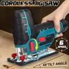 12V 5600RPM 70mm 6 Speed 45 Degree Tilt AnglePortable Cordless Jig Saw Electric Jigsaw Adjustable Woodworking Power Tool