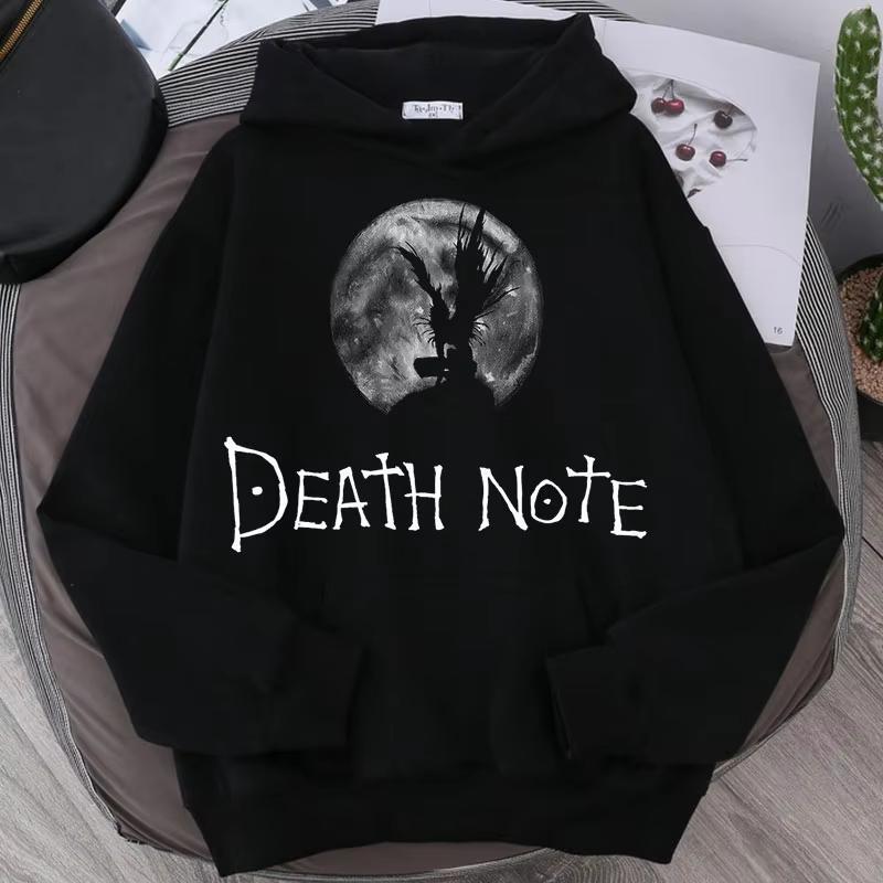 Sudadera con capucha unisex para hombre y mujer, estampado de Ryuk de Anime Death Note, sudadera informal holgada, ropa urbana vintage, tejido de algodón suave