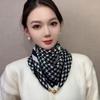 Magnetic buckle cotton and linen small square scarf silk scarf women's spring and autumn versatile neck protection scarf triangular scarf new warm sca