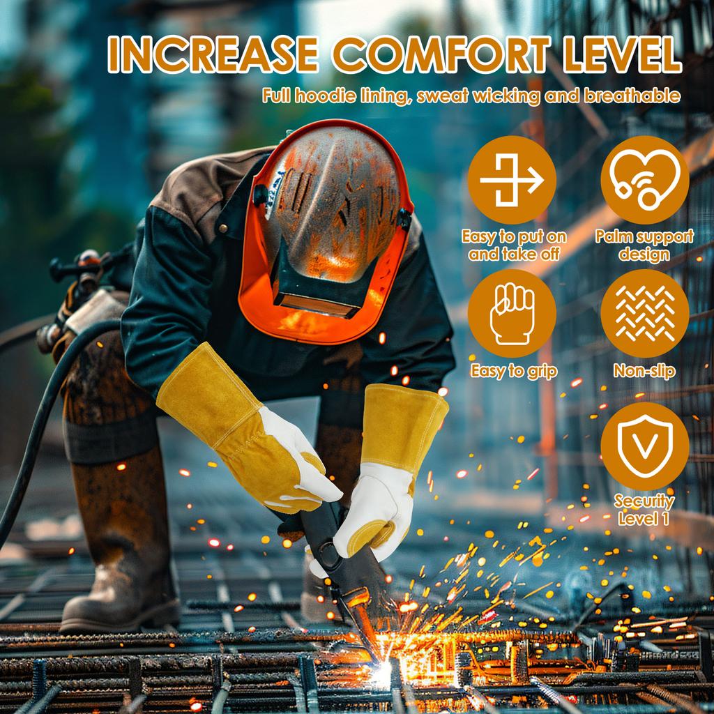 2 Pcs Welding Glove Goatskin Cutting Glove with Comfortable Lining Multifunctional New Heat Resistant Mitt for Welding Grinding