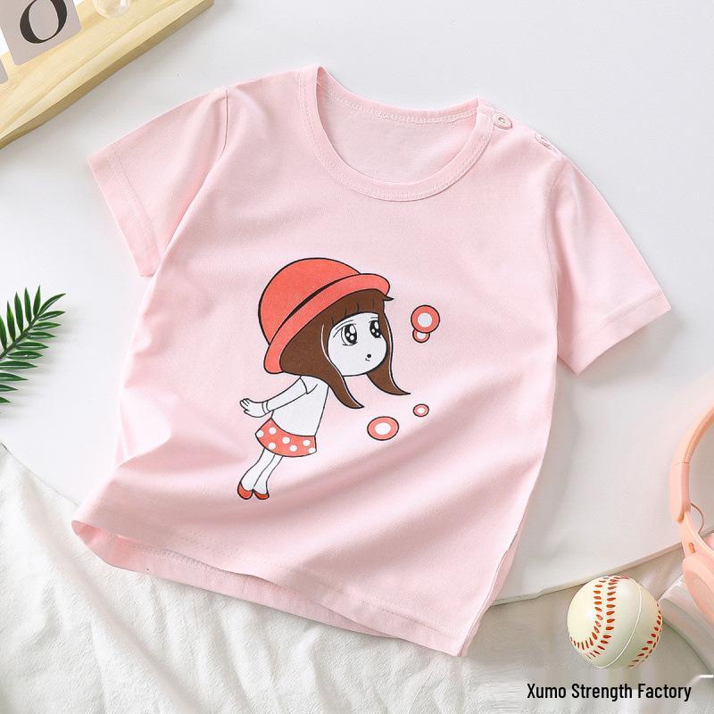 Kids' Cartoon Short Sleeve T-Shirt: Korean Style for Boys and Girls