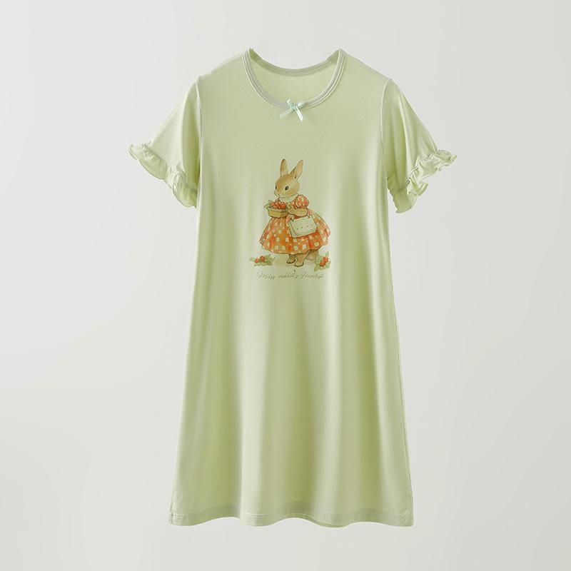 Summer Cartoon Girls' Nightgown - Breathable, Loose-Fit Pajamas for Baby Girls