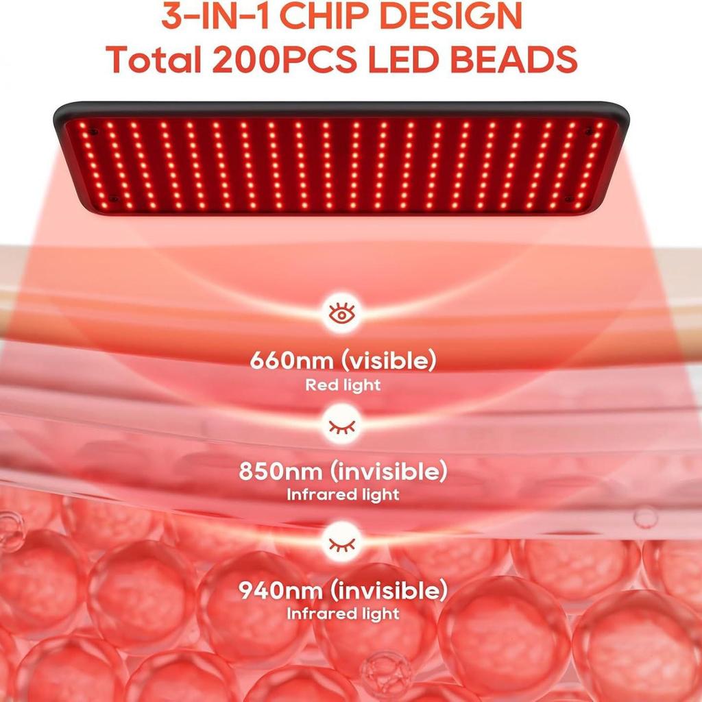 50W LED Red Light Therapy Lamp with Infrared, Timer & Dimming, Floor Standing for Skin Beauty