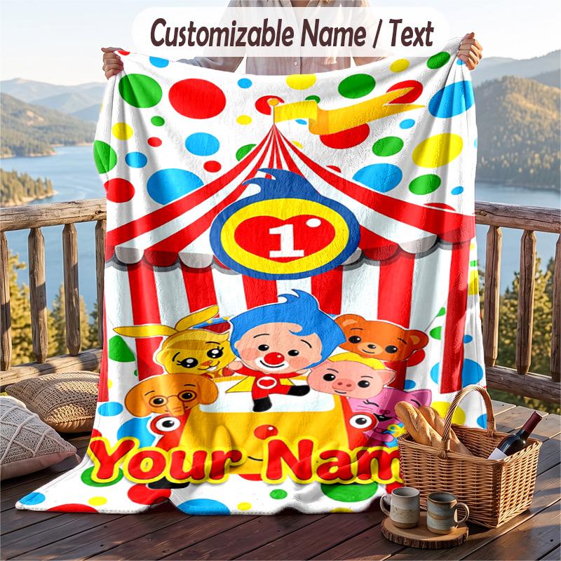 El Payaso Plim Plim Flannel Blanket, Personalized Custom Name Text, Soft Warm Plush Throw Blanket For Gift