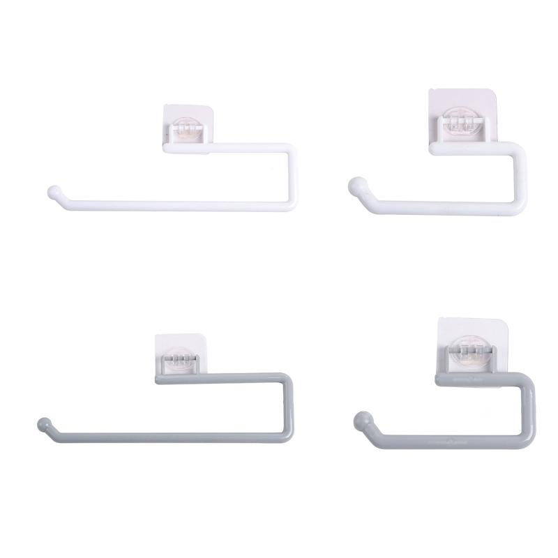 Toilet Paper Holder Wall Mounted Tissue Roll Dispenser Under Cabinets Plastic Wrap Holder Towel Hanger Waterproof