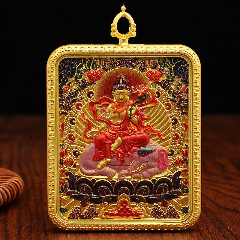 Fünf-Wege-Gott des Reichtums Halskettenseil, handgewebtes Anhängerschnur, Bienenwachs Thangka handbemalte Legierung Accessoires, Tibetanisches handgeriebenes Baumwollseil