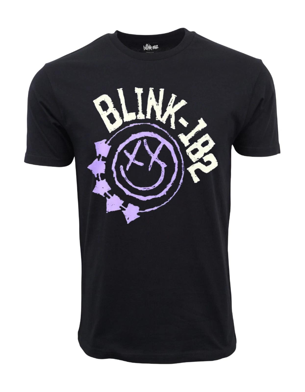 Unisex Adult Casual Graphic Blink-182 Purple Smile Logo T-Shirt Shirt XXXL
