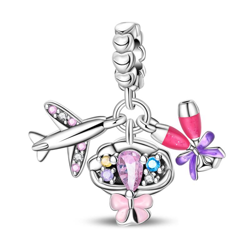 Funny Copper Metal Sail Beach Plane Mojito Sunbathing Holiday Diary Charm Bead Components Bead Components Compatible With Pan Authentic Original