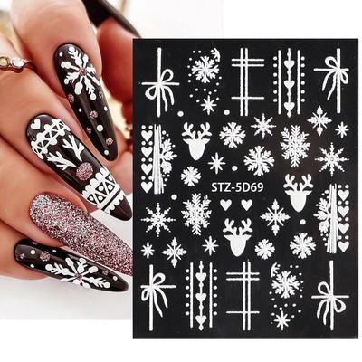 5D vánoční samolepka s embosovanou samolepkou na nehty Decal Snowflake nail art dekorace