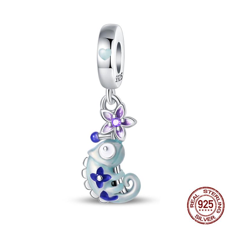 Original Charms Copper Luminous Chameleon Charms Beads Fits 3Mm Original Bracelet For Women Diy Fine Jewelry Gifts