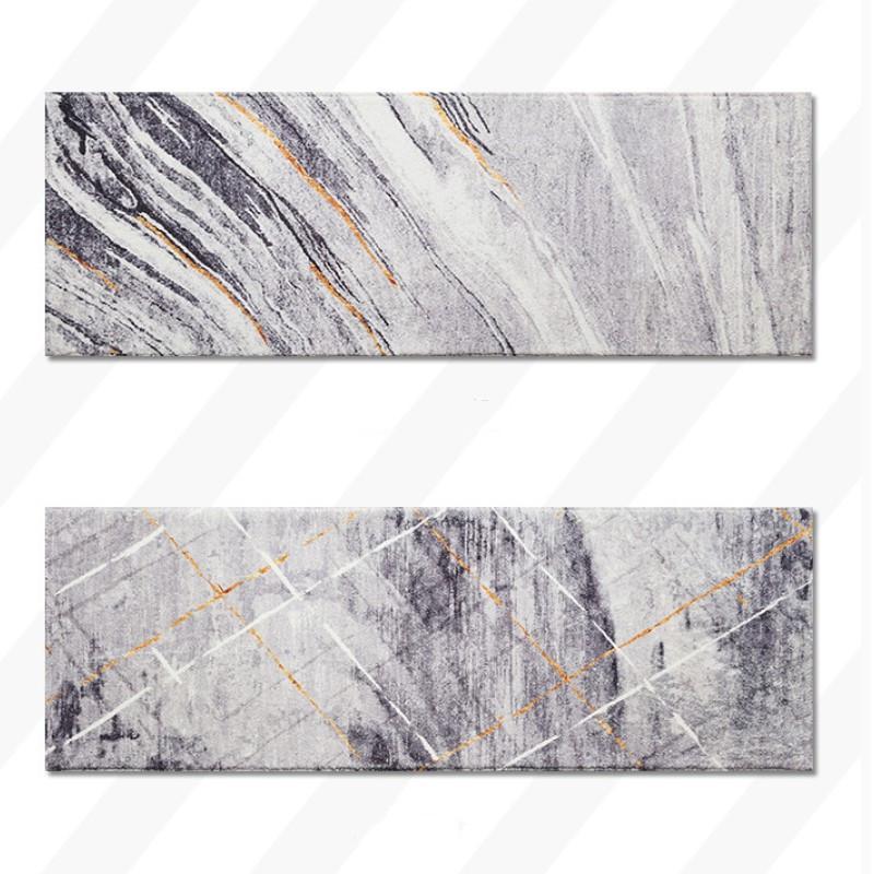 Inyahome Rugs and Mats Non-Skid Washable Runner Rugs Gold Black Marble Long Carpet for Floor Cushioned Hallway Entryway Indoor