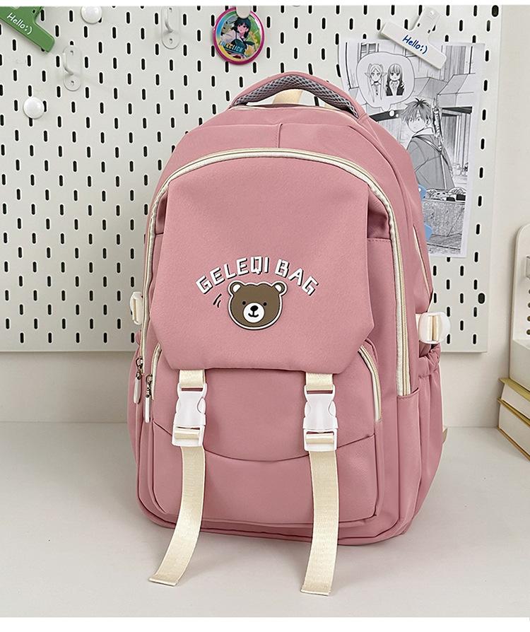 

Elementary school bag girls large capacity lightweight campus pink casual backpack рожевий