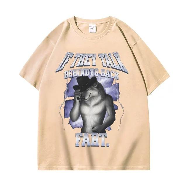 Wenn sie hinter deinem Rücken reden Furz Wolf Buchstäblich Ich Lustiges Meme Emo T-Shirt Unisex Kleidung Harajuku Retro Oversized Baumwoll-T-Shirt