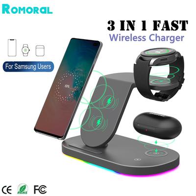 3-in-1-Wireless-Ladestation mit intelligenter LED-Schnellladestation für 15 W für iPhone, Samsung S22, S21, Galaxy Watch 5, 4 Buds Pro