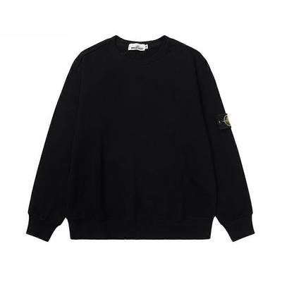 2025 Classic Stone Correct Version Solid Color Round Neck Badge Long Sleeve Men And Women