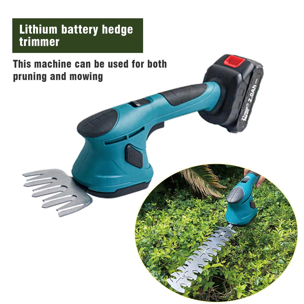Cordless Electric 2-in-1 Hedge Trimmer Shrub Pruner Mower Handheld Garden Weeding Tool Compatible with Makita 18V Battery