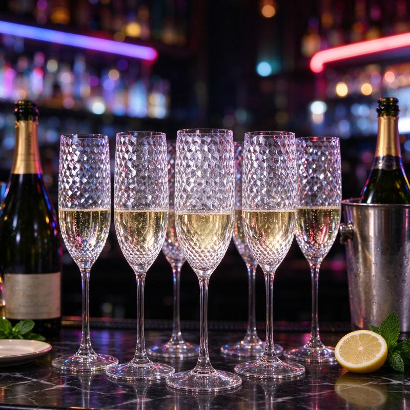 Lightweight Reusable PS Champagne Glasses 170/220ml Shatterproof Cocktail Goblets for Corporate Cocktail Party Event Supplies