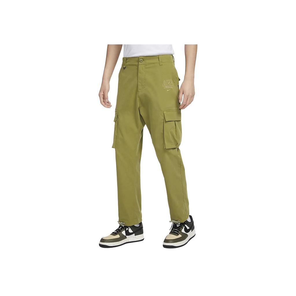 Nike Logo Print Woven Drawstring Joggers Men Bottoms Pro-Green FQ6566-378