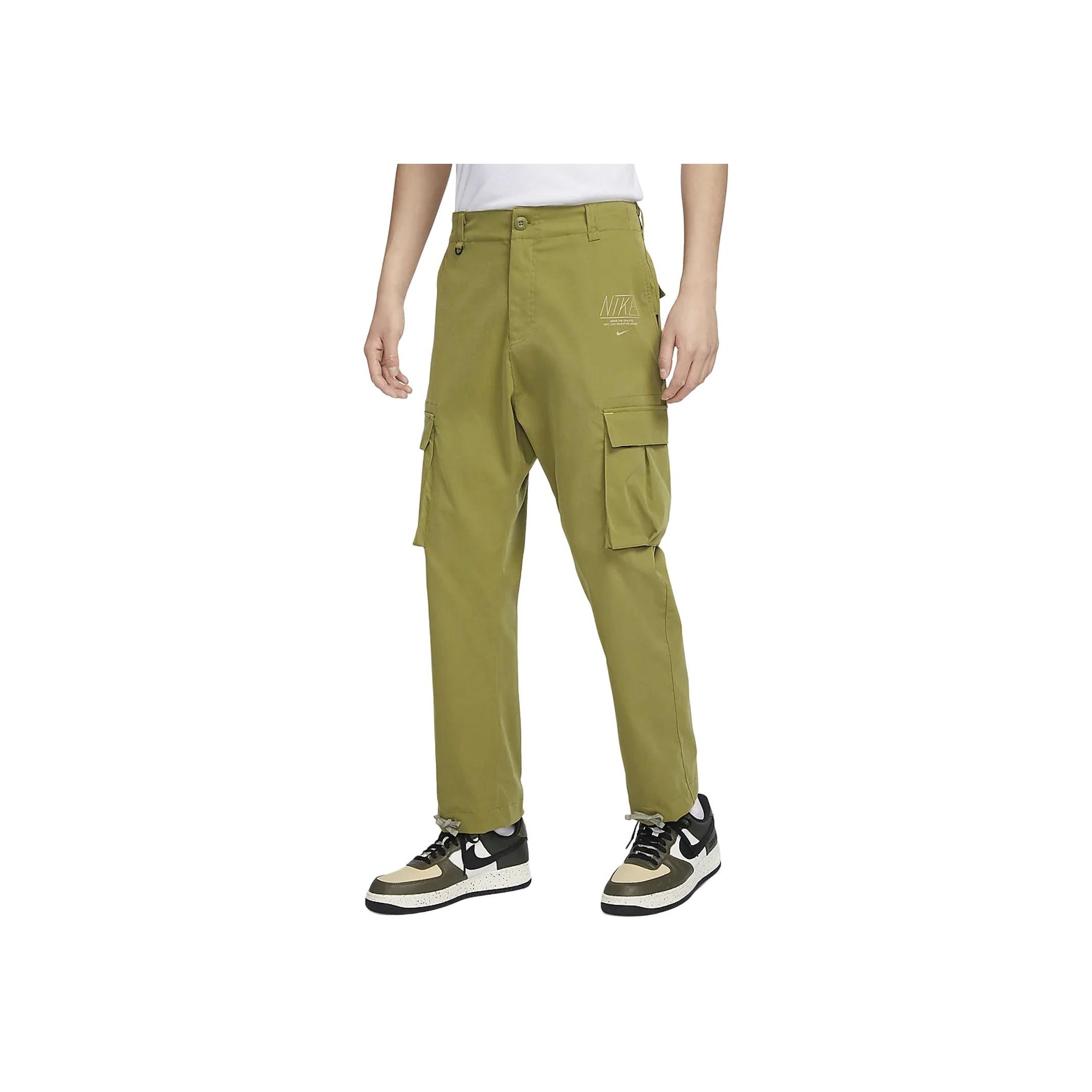 

Мужские джоггеры с тканым шнурком и принтом логотипа Nike, темно-зеленые FQ6566-378 M