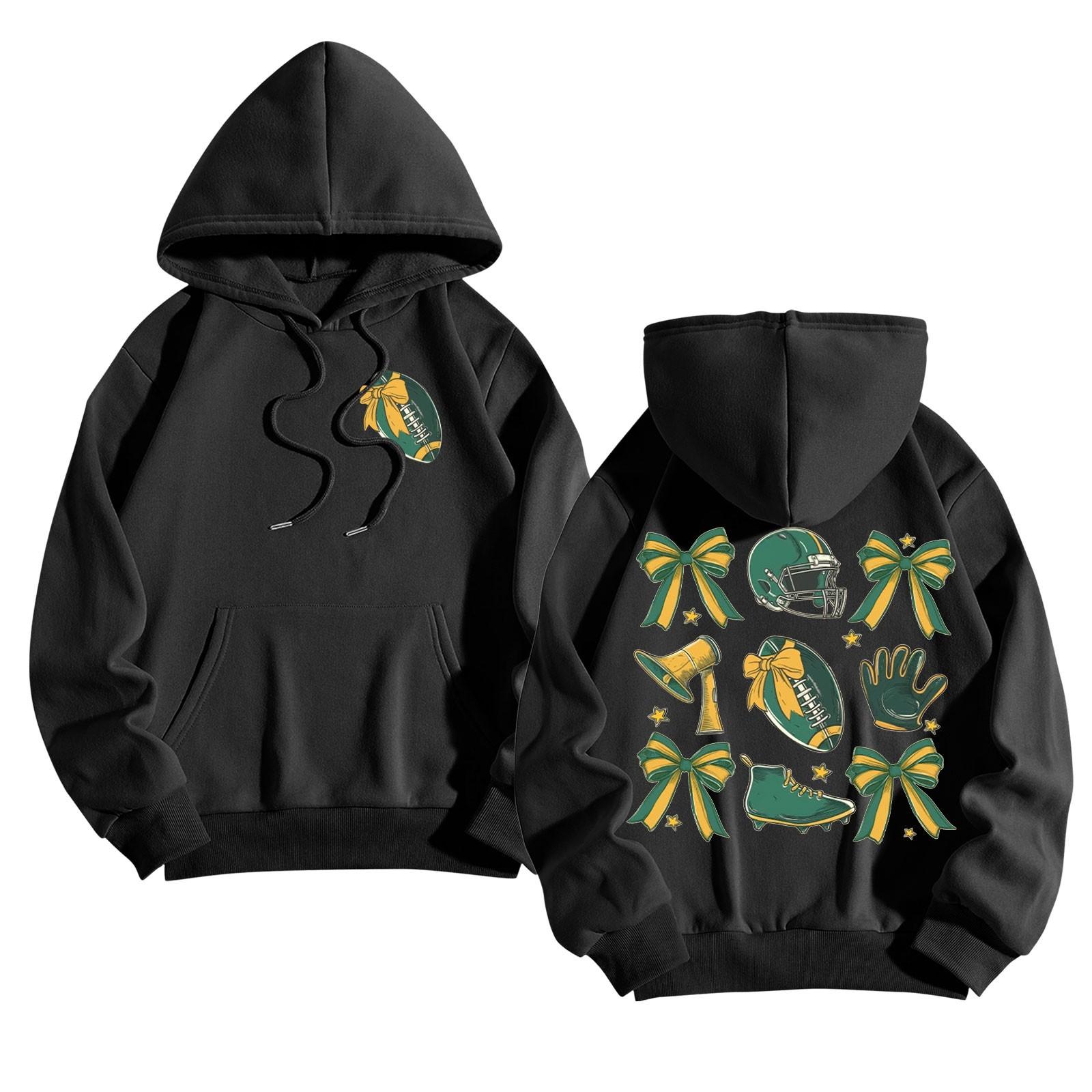 

Толстовки для девочек-подростков с длинным рукавом и принтом букв, повседневные графические толстовки с капюшоном, пуловер с завязками, симпатичная толстовка большого размера M чёрный