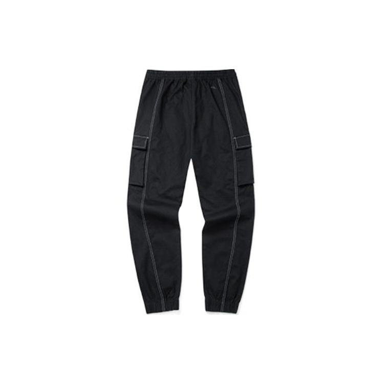 Anta Solid Color Pocket Decorated Drawstring Sweatpants Men Bottoms Black 952221501-2