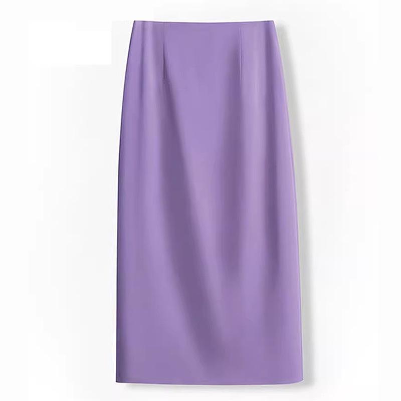 Women's Spring/Autumn 2024 High Waist Midi Pencil Skirt - Slimming A-Line Style