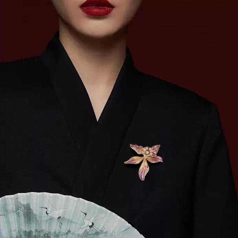 Elegant French Iris Brooch - Retro High-End Women's Pin for Suits & Coats